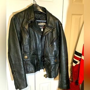 Black Leather Motorcycle Bikers Jacket and it’s Brand New from Pro Rider